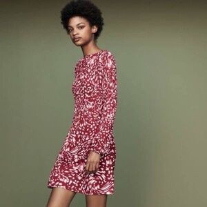 Maje Red+White Animal Print Rocker Dress
